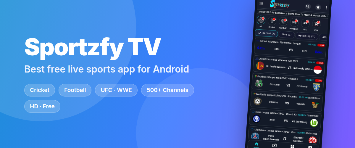 Sportzfy TV — best free live sports app for Android